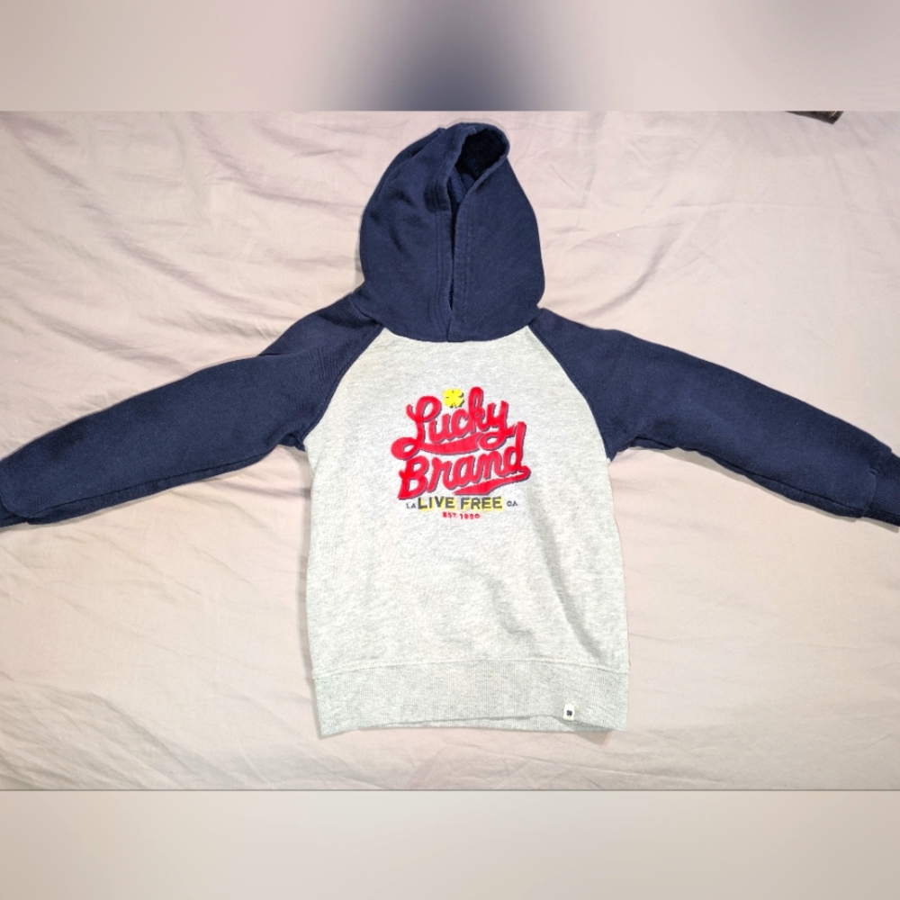 Size 6 Lucky Brand Blue and Gray Raglan Hoodie